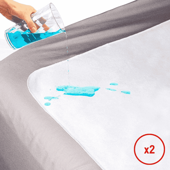 2 Pack DMI Premium Flannel and Waterproof Rubber Sheet Protector, Reusable Incontinence Bed Pads and Spill Protection, 36x54 Inches, Washable
