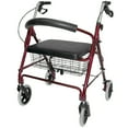 thumbnail image 1 of DMI Rollator Walker with Extra Wide Seat and Backrest, FSA HSA Eligible, Adjustable Handle Height, Removable Storage Basket, Burgundy, 1 of 10