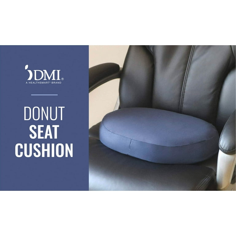 DMI Seat Cushion Donut Pillow and Chair Pillow for Tailbone Pain Relief,  Hemorrhoids, Prostate, Pregnancy, Post Natal, Pressure Relief and Surgery,  18 x 15 x 3, Navy 