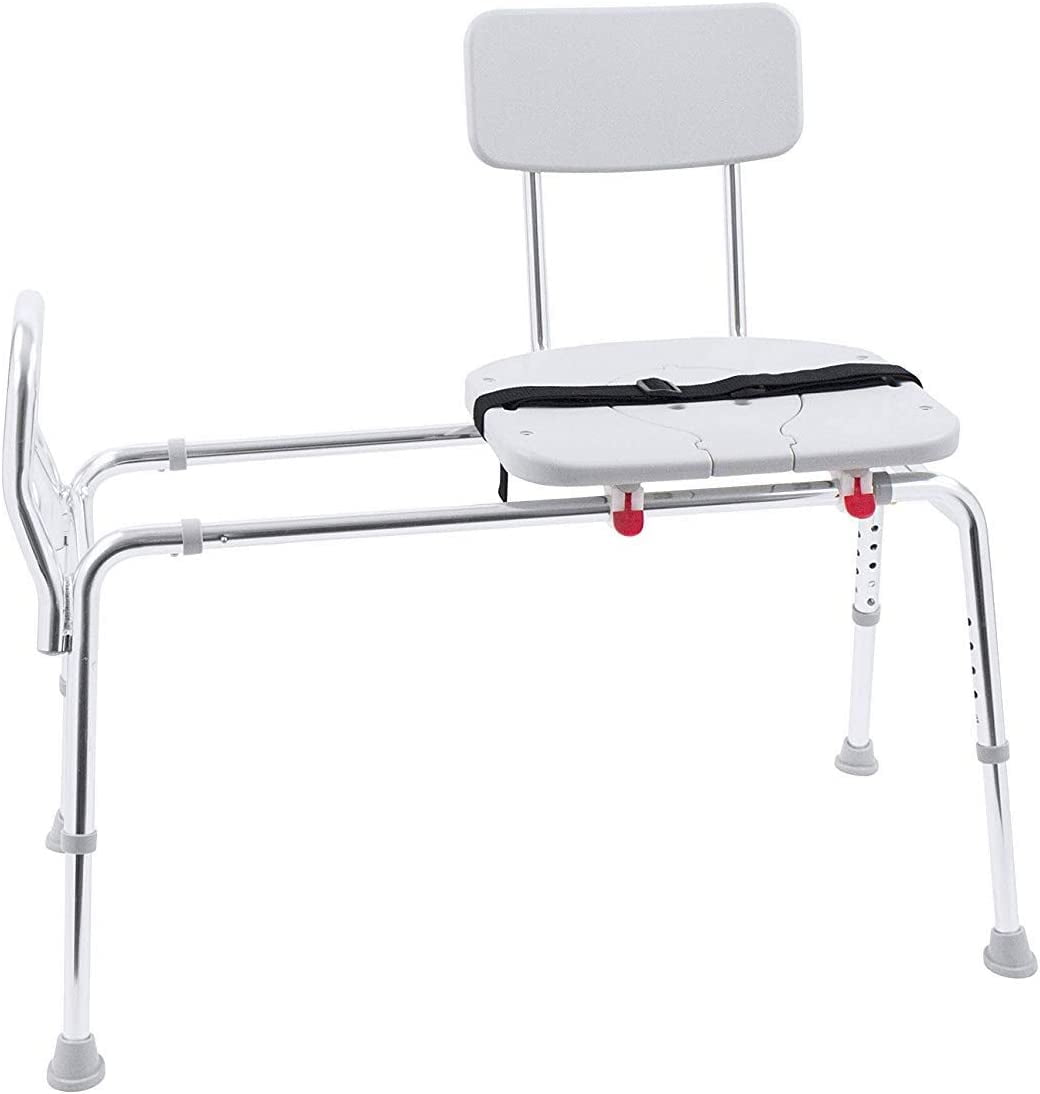 DMI Shower Transfer Bench with Cut out Seat and Adjustable Height