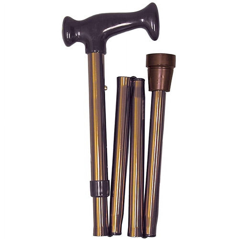 DMI Sports Adjustable Folding Cane with Ergonomic Handle, Lightweight, Sturdy and Support up to 250 pounds, Great for Travel, Walking Stick, Bronze