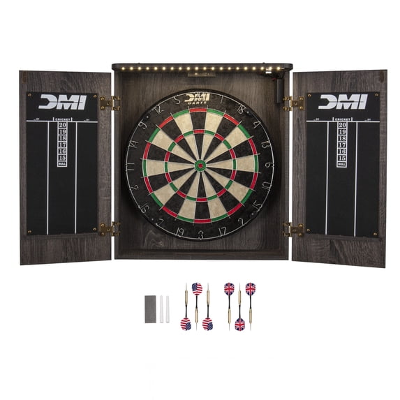 DMI Sports Bristle Dartboard Illuminated Cabinet Set