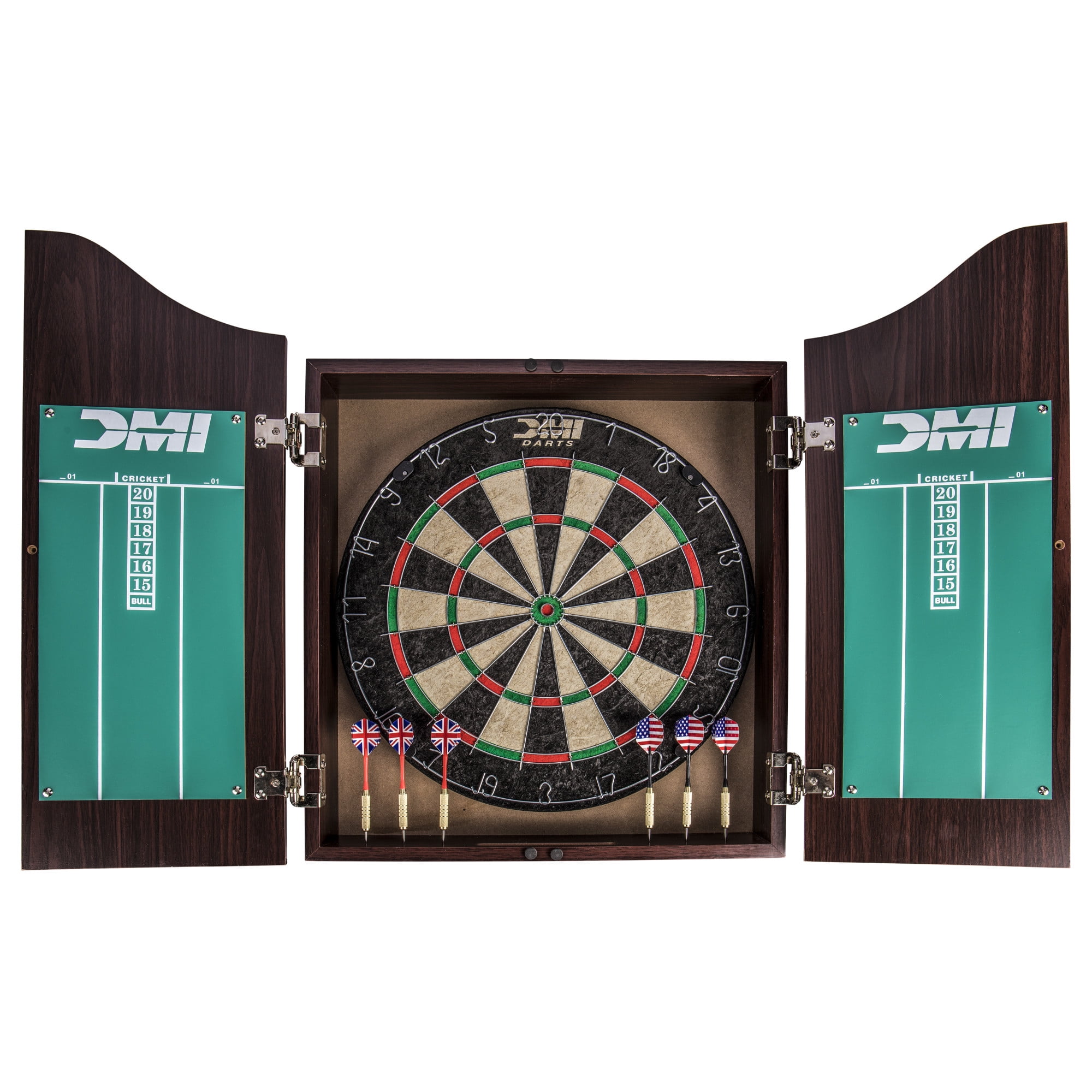 DMI Sports Deluxe Bristle Dartboard Set Includes Two Steel Dart Sets with Rustic