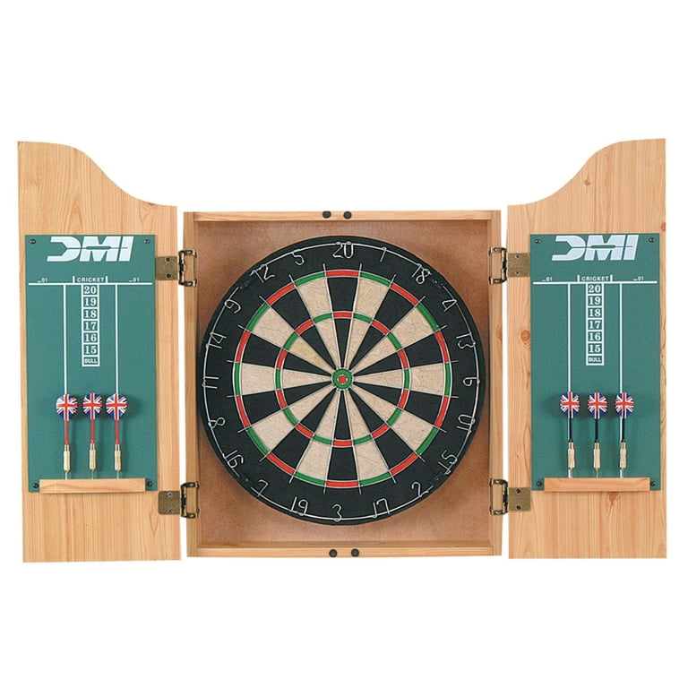 DMI Sports Dublin Dartboard Cabinet Set - Bristle Board With Chalk Scoreboard