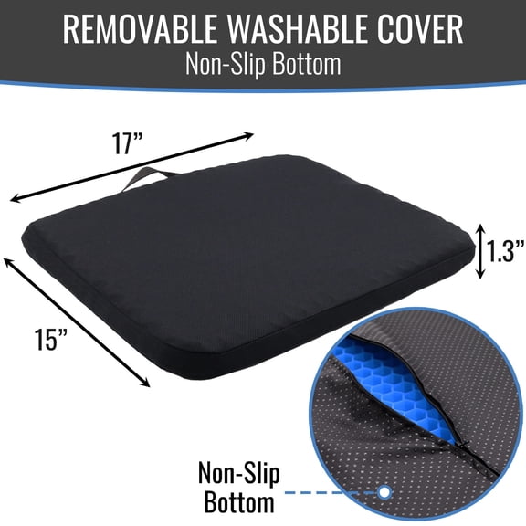 DMI Thick Gel Seat Cushion, Double-Layer Honeycomb Design, Pressure Relief for Office, Car, and Wheelchairs