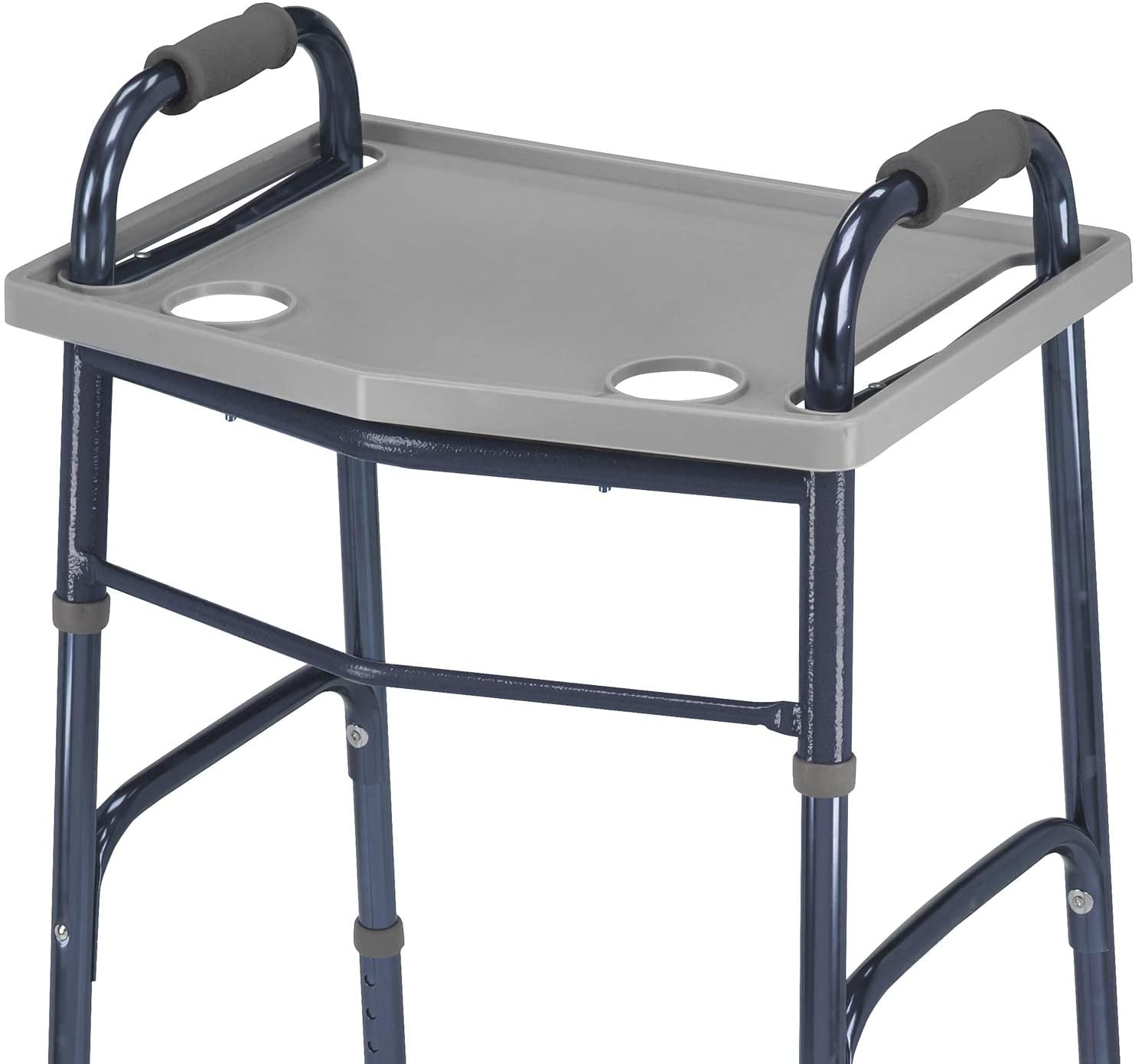 DMI Walker Tray with Cup Holders, Walker Tray for Folding Walkers, Gray