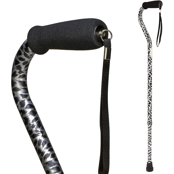 DMI Walking Cane and Walking Stick for Men and Women, Lightweight and Adjustable, FSA HSA Eligible, Supports up to 250 lbs with Ergonomic Soft Foam Offset Hand Grip and Wrist Strap, Spotted