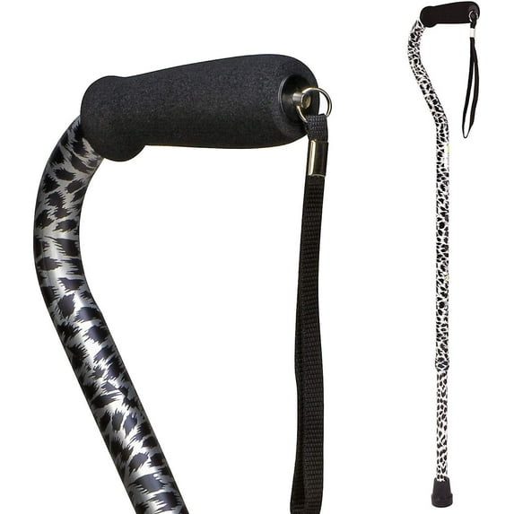 DMI Walking Cane and Walking Stick for Men and Women, Lightweight and Adjustable, FSA HSA Eligible, Supports up to 250 lbs with Ergonomic Soft Foam Offset Hand Grip and Wrist Strap, Spotted