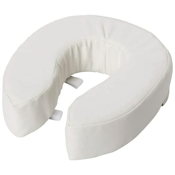 DMI Toilet Seat Cushion, 4 Inch Height, White Vinyl, Foam Padding, Attaches with Hook-and-Loop Straps, 12.5 x 16 in