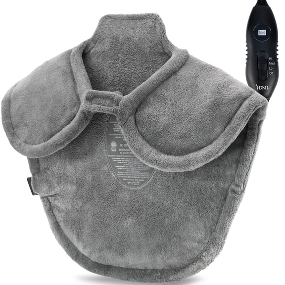 DMI XL Plush Micro-Fleece Neck and Shoulder Heating Pad, Contoured Heat Therapy Sooths Stiff and Tired Muscles, 2-Hour Auto Shut-Off, 3 Heat Settings, FSA and HSA Eligible
