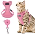 thumbnail image 1 of DMISOCHR Cat Harness - Escape Proof Reflective Cat Harness and Leash for Small to Large Cats, Puppy, Small Dog - Adjustable Mesh Breathable Pink Cute Cat Harness for Walking Training Hiking, 1 of 7