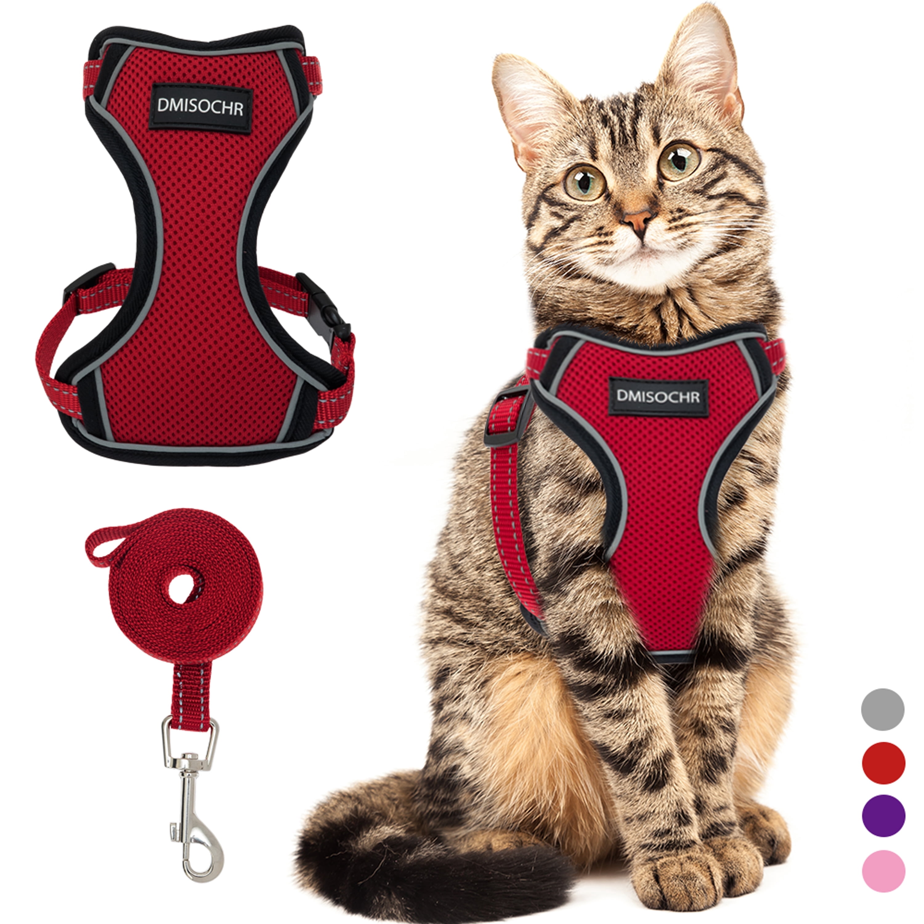 View of DMISOCHR Cat Harness - Escape Proof Reflective Cat Harness and Leash ...