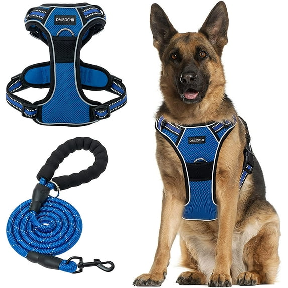 DMISOCHR No Pull Dog Harness and Leash Set Walking Breathable Mesh Large Dog Vest Harness Soft Padded