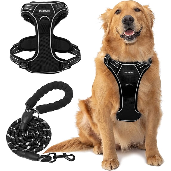 DMISOCHR No Pull Dog Harness and Leash Set Walking Breathable Mesh Large Dog Vest Harness Soft Padded