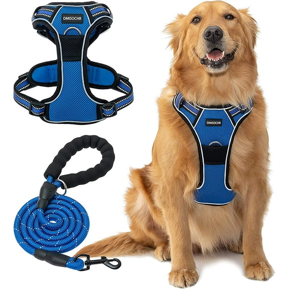 DMISOCHR No Pull Dog Harness and Leash Set Walking Breathable Mesh Large Dog Vest Harness Soft Padded