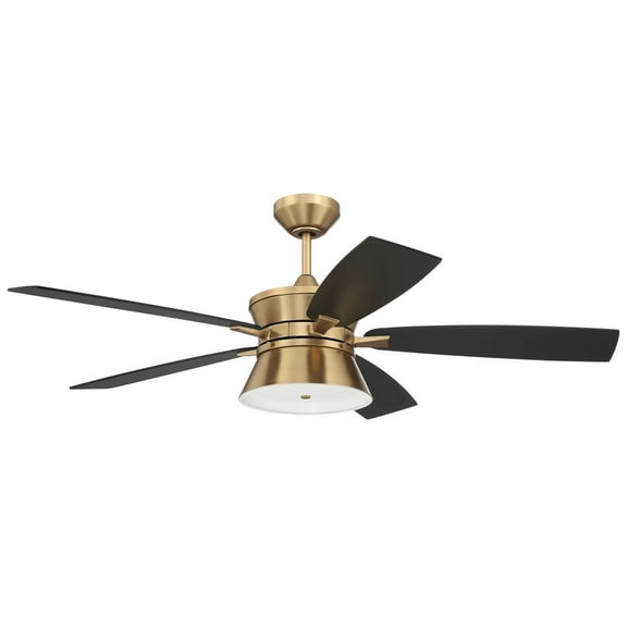 DMK52SB5 Craftmade Lighting Dominick - 5 Blade Ceiling Fan with Light Kit In Contemporary Style-17.17 Inches Tall and 52 Inches Wide-Satin Brass