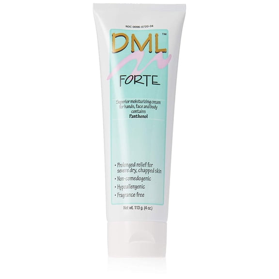 DML Forte Moisturizing Cream with Panthenol, For Hands Face and Body, Hypoallergenic Non-Comedogenic Fragrance Free, 4 oz