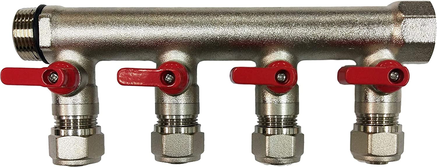 DMNI 4 Loop Port Ball Valve Brass - Pex Manifold - 3/4