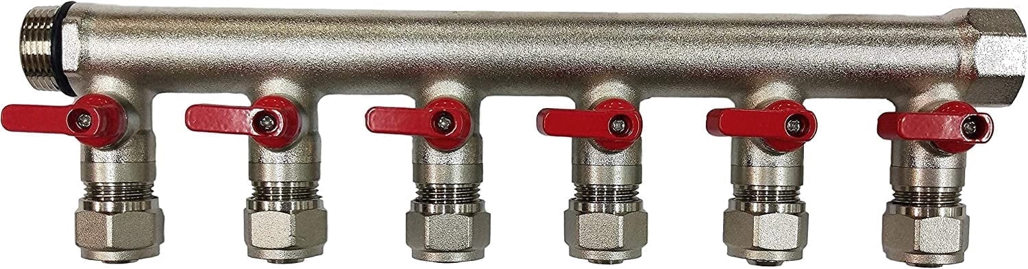 DMNI 6 Loop Port Ball Valve Brass - Pex Manifold - 3/4