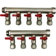 thumbnail image 1 of DMNI 9 Loop Port Ball Valve Brass - Pex Manifold - 3/4" NPT Thread - Inlet 1/2" Outlet - Red Handles, 1 of 5