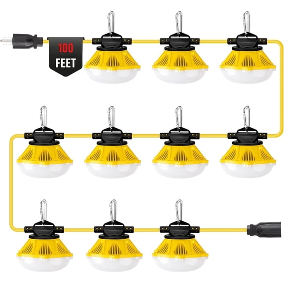 DMNI Construction String Lights 100ft- String Lights Indoors - Commercial Outdoor String Lights (Pack of 2)