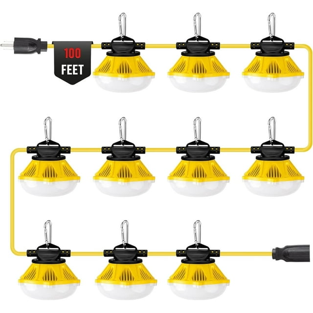 DMNI Construction String Lights 100ft- String Lights Indoors - Commercial Outdoor String Lights  (Pack of 2)