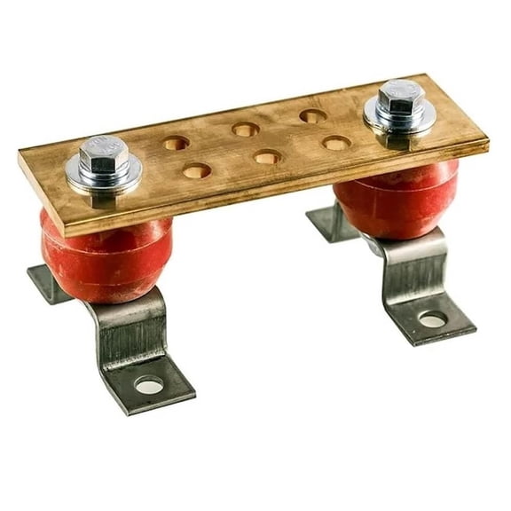 DMNI Copper Bus Bar - 6" Ground Bar - Grounding Terminal - Copper Ground Bus 2.5kV Insulators