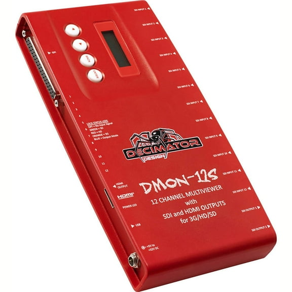 Decimator DMON-12S 1 to 12 Channel Multi-Viewer with SDI and HDMI Outputs for 3G/HD/SD and Custom Layouts