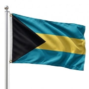 DMSE Bahamas National Flag, 3ft x 5ft - Fade-Resistant Outdoor & Indoor Flag - Quad-Stitched Fly End & Heavy-Duty Brass Grommets 3ft x 5ft