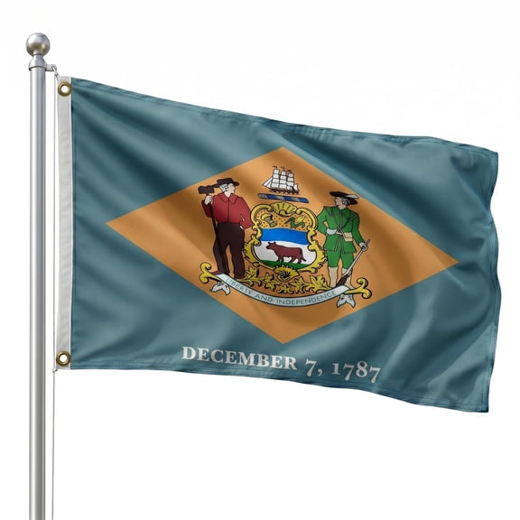 DMSE Delaware State Flag, 2ft x 3ft, 100% Polyester 100D Flag UV Resistant