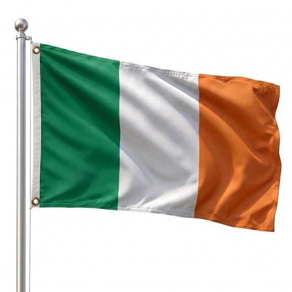 DMSE Ireland National Flag, 2ft x 3ft - Fade-Resistant Outdoor & Indoor Flag - Quad-Stitched Fly End & Heavy-Duty Brass Grommets (2ft x 3ft)