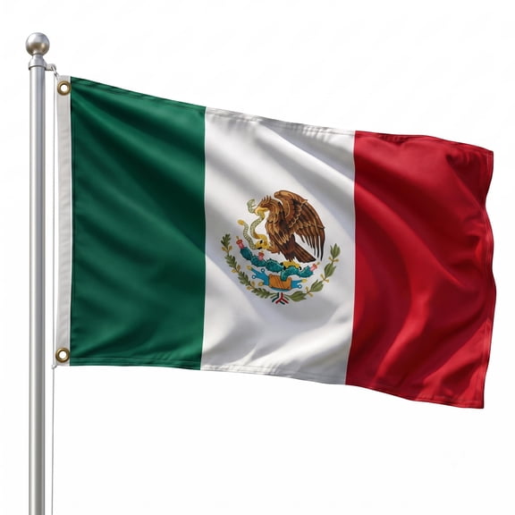 DMSE Mexico National Flag, 2ft x 3ft - Fade-Resistant Outdoor & Indoor Flag - Quad-Stitched Fly End & Heavy-Duty Brass Grommets (2ft x 3ft)