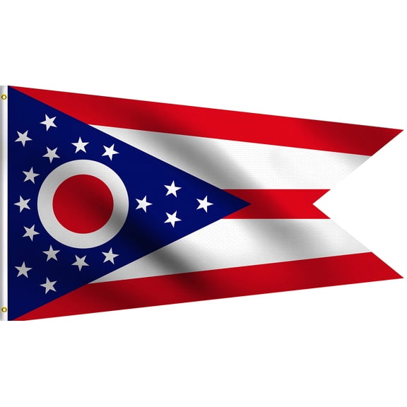 DMSE State of Ohio Flag, 3ft x 5ft, 100percent Polyester 100D Flag UV Resistant