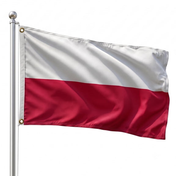 DMSE Poland National Flag, 2ft x 3ft - Fade-Resistant Outdoor & Indoor Flag - Quad-Stitched Fly End & Heavy-Duty Brass Grommets (2ft x 3ft)