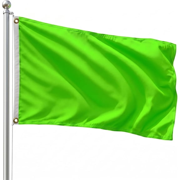DMSE Solid Neon Green Flag, 2 x 3 ft Flag, UV Resistant, Fade Resistant Material with Metal Grommets (2 x 3 ft), (Polyester), (Neon Green)