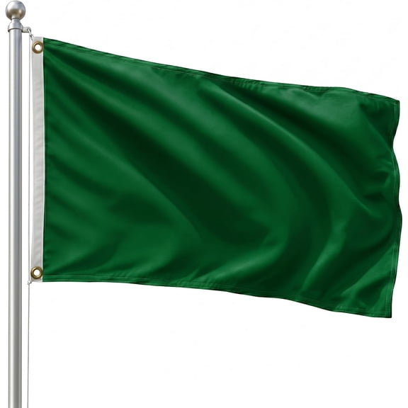 DMSE Solid Green Flag, 3 x 5 ft Flag, UV Resistant, Fade Resistant Material with Metal Grommets (3 x 5 ft), (Nylon), (Green)