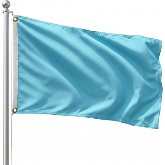DMSE Solid Light Blue Flag, 2 x 3 ft Flag, UV Resistant, Fade Resistant Material with Metal Grommets (2 x 3 ft), (Polyester), (Light Blue)