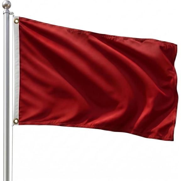 DMSE Solid Red Flag, 3 x 5 ft Flag, UV Resistant, Fade Resistant Material with Metal Grommets (3 x 5 ft), (Polyester), (Red)