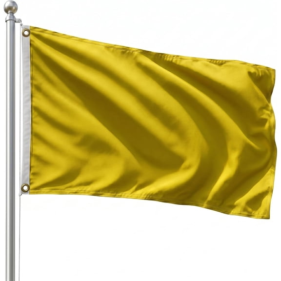 DMSE Solid Yellow Flag, 2 x 3 ft Flag, UV Resistant, Fade Resistant Material with Metal Grommets (2 x 3 ft), (Nylon), (Yellow)