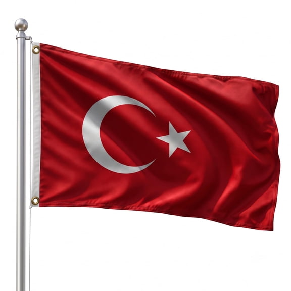 DMSE Turkey National Flag, 3ft x 5ft - Fade-Resistant Outdoor & Indoor Flag - Quad-Stitched Fly End & Heavy-Duty Brass Grommets (3ft x 5ft)