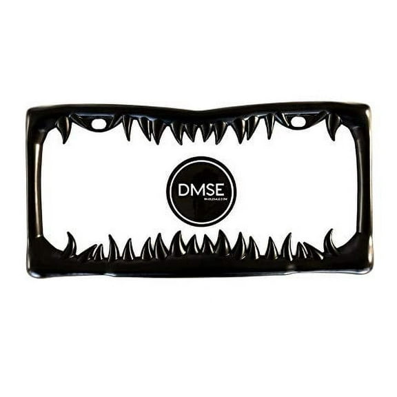 DMSE Universal Metal Shark Tooth Teeth Jaws License Plate Frame Cool Design For Any Vehicle (Black Sharks Tooth)