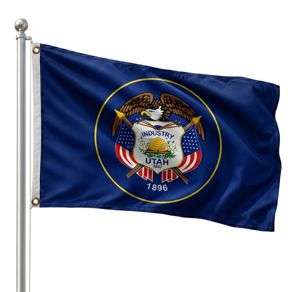 DMSE Utah State Flag, 2ft x 3ft, 100% Polyester 100D Flag UV Resistant
