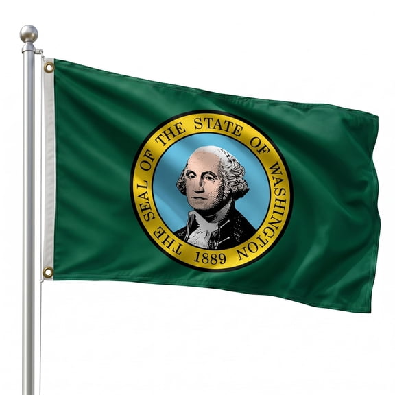 DMSE Washington State Flag, 2ft x 3ft, 100% Polyester 100D Flag UV Resistant
