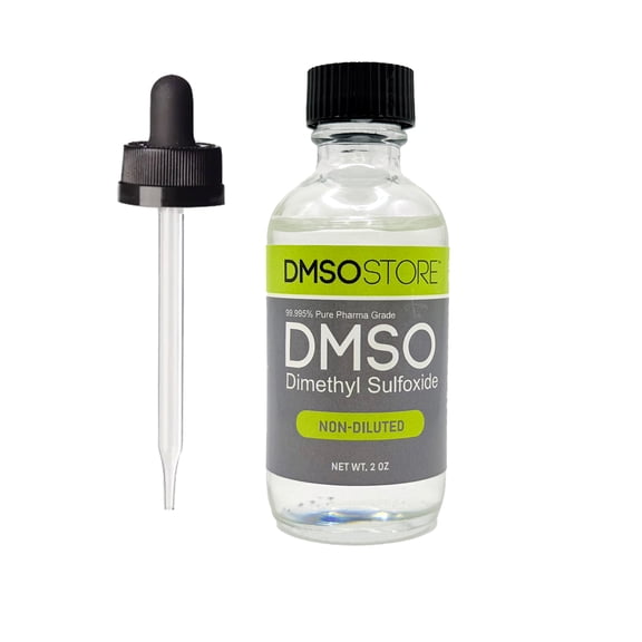 DMSO 2 oz. Glass Bottle w/ a Dropper, Pure Pharma Grade 99.995%, Non-Diluted Low Odor Liquid Dimethyl Sulfoxide