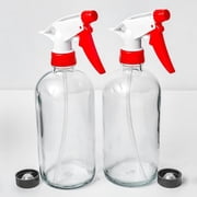 DMSOSTORE 8 oz. Glass Spray Bottles 2 Pack w/ Red Trigger Sprayer - Adjustable