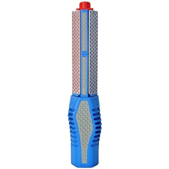 DMT Tristone Rotator Kitchen Knife Sharpener, Fine/Coarse/Extra-Fine Diamond Sharpening Stones, 15, 20 & 22 Angle Guides, Hunting Knife Sharpener with Non-Slip Handle, 8.75" L x 1.75" W x 1.5" H