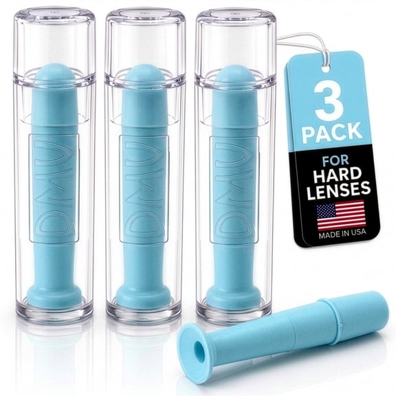 DMV Classic Vented Hard Contact Lens Inserter and Remover, Blue, 3 Pack