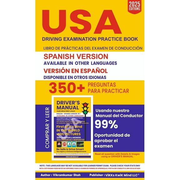 DMV Exam Made Easy: USA Driving Practice Workbook English Spanish Version 2025