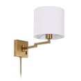 thumbnail image 1 of Dainolite 1 Light Double Swing Arm Wall Lamp, Aged Brass w/ a White Shade, 1 of 2