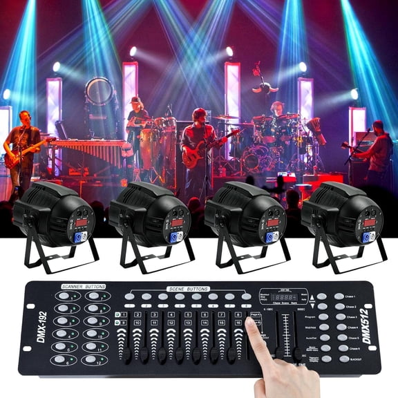 DMX 512 Controller, 192 Channel DMX Light Controller Stage Lighting Console for Party DJ Disco Lights Show Night Club